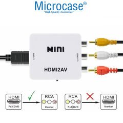 Microcase HDMI to RCA TOS AV Çevirici Dönüştürücü 1080P Mini HDMI2AV Video Conventer - AL2665 Beyaz