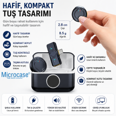Microcase Kablosuz Yaka Mikrofonu Type-C Telefon Uyumlu Gürültü Engelleyici Şarj Kutulu Mikrofon - AL5771