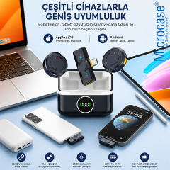 Microcase Kablosuz Yaka Mikrofonu Type-C Telefon Uyumlu Gürültü Engelleyici Şarj Kutulu Mikrofon - AL5771