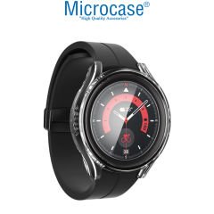 Microcase Samsung Galaxy Watch 5 Pro 45mm Ekran Korumalı Sert Slim Rubber Kılıf Şeffaf - AL3173