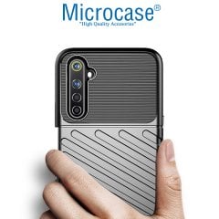 Microcase Realme 6 Thunder Serisi Darbeye Dayanıklı Silikon Kılıf - Siyah