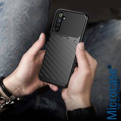 Microcase Realme 6 Thunder Serisi Darbeye Dayanıklı Silikon Kılıf - Siyah