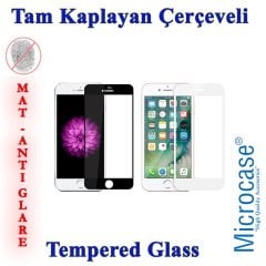 Microcase iPhone 7 Plus Tam Kaplayan Çerçeveli Tempered Ekran Koruyucu - MAT Beyaz