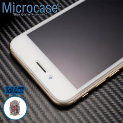 Microcase iPhone 7 Plus Tam Kaplayan Çerçeveli Tempered Ekran Koruyucu - MAT Beyaz