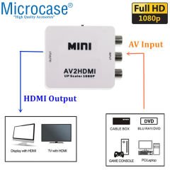 Microcase RCA to HDMI TOS AV Çevirici Dönüştürücü 1080P Mini AV2HDMI Video Conventer - AL2666 Beyaz