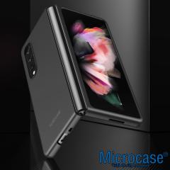 Microcase Samsung Galaxy Z Fold 3 için Mat Yüzey Sert Plastik Kılıf - Siyah