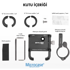 Microcase GUB Pro 3 Alüminyum Alaşım Bisiklet Motosiklet Telefon Tutucu - 55-100mm Ayarlanabilir Gidon Telefon Sabitleyici - AL5775