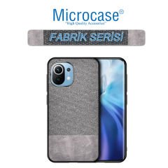 Microcase Xiaomi Mi 11 Fabrik Serisi Kumaş ve Deri Desen Kılıf (SEÇENEKLi) Gri