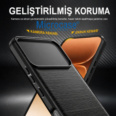 Microcase Motorola Edge 70 / X70 Air 5G ile Uyumlu Brushed Carbon Fiber Silikon Kılıf - Siyah AL3332