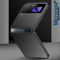 Microcase Samsung Galaxy Z Flip 3 için Mat Yüzey Sert Plastik Kılıf - Siyah