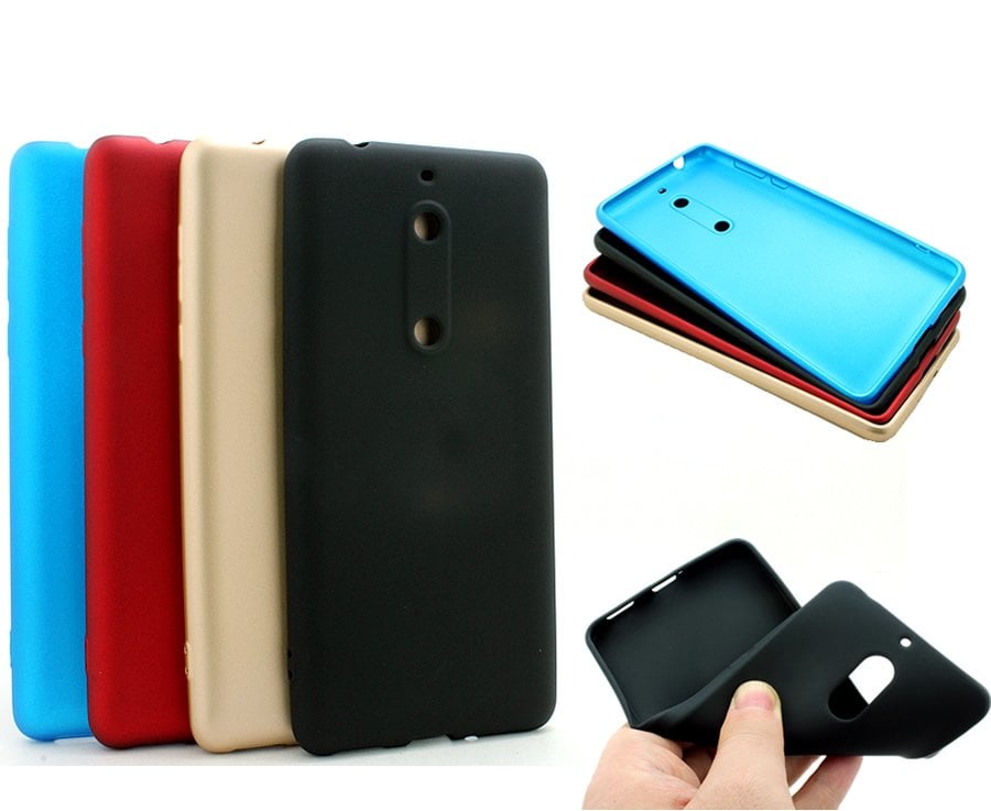 Nokia 5 Premium Mat Silikon Kılıf + Tempered Cam