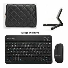 Microcase Samsung S8 Plus SM-T800 12.4 inch Tablet Tablet Çanta+Türkçe Bluetooth Klavye+Mouse+Tablet Standı-AL8124