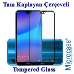 Microcase Huawei P20 Lite Batman Serisi Yüzük Standlı Armor Kılıf - Siyah + Tam Kaplayan Çerçeveli Cam