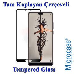 Microcase Huawei P20 Pro Batman Serisi Yüzük Standlı Armor Kılıf - Siyah + Tam Kaplayan Çerçeveli Cam