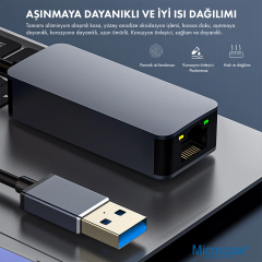 Microcase USB to RJ45 2.5G Ultra Hızlı Gigabit Ethernet Adaptörü Alüminyum Kasa - AL5855