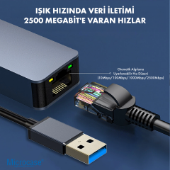 Microcase USB to RJ45 2.5G Ultra Hızlı Gigabit Ethernet Adaptörü Alüminyum Kasa - AL5855