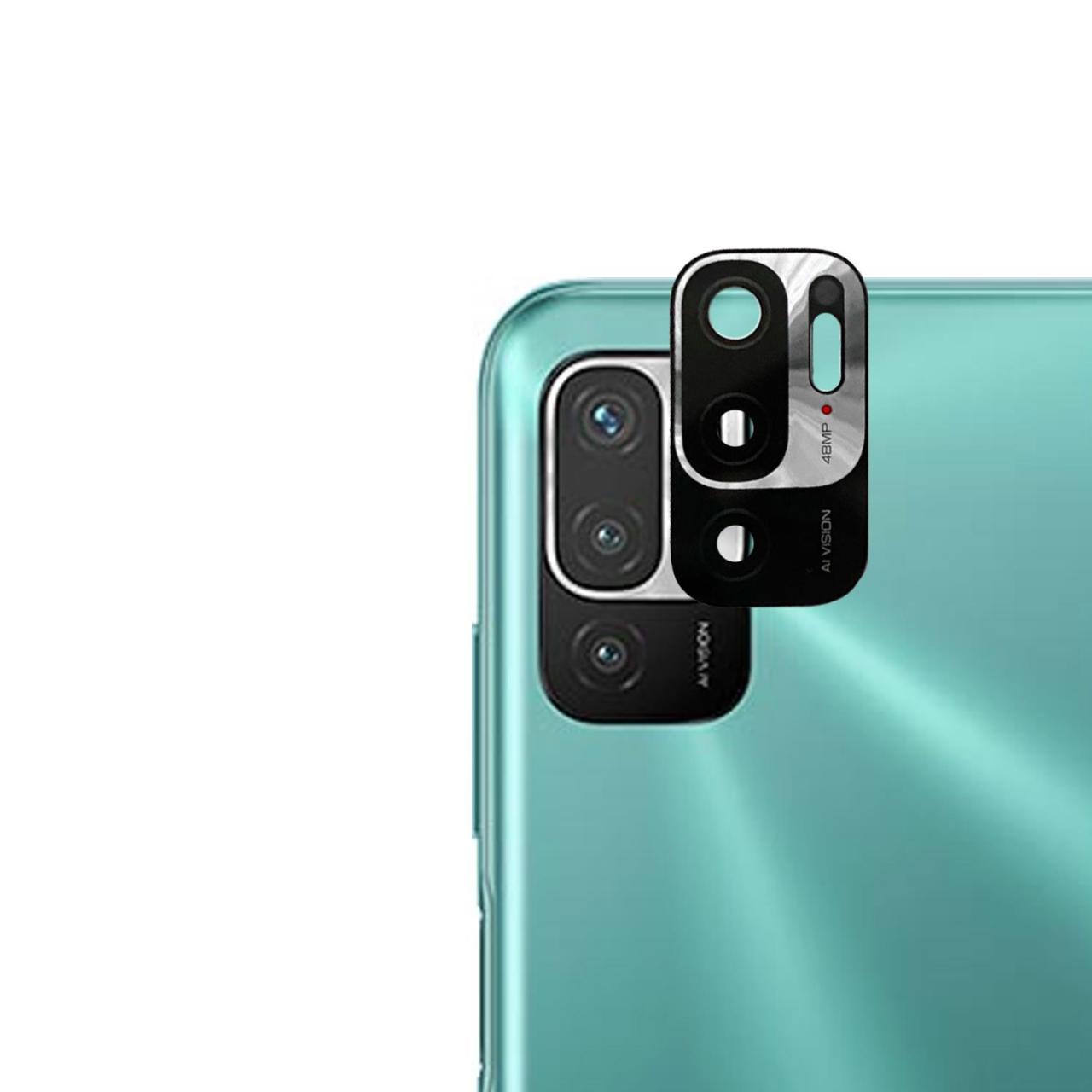 Microcase Xiaomi Redmi Note 10T 5G Metal Çerçeveli Kamera Koruyucu - Siyah