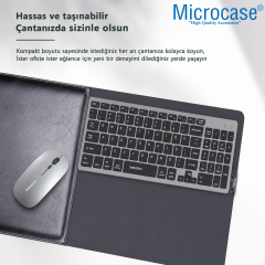 Microcase Bluetooth ve 2.4G Şarj Edilebilir İnce Tasarım Kablosuz Klavye Mouse Seti + Silikon Klavye Koruması AL5724