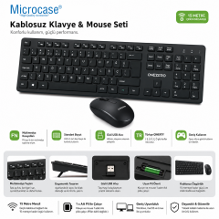 Microcase Türkçe Q Klavye 2.4G USB Alıcılı Kablosuz Klavye Mouse Seti - AL5723