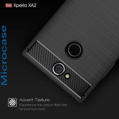 Sony Xperia XA2 Brushed Carbon Fiber Silikon TPU Kılıf