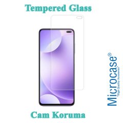 Microcase Xiaomi Redmi K30 Brushed Carbon Fiber Silikon Kılıf - Siyah + Tempered Glass Cam Koruma