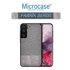 Microcase Samsung Galaxy S21 Plus Fabrik Serisi Kumaş ve Deri Desen Kılıf (SEÇENEKLi) Gri