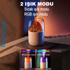Microcase Mini 2 Renk Modlu 300 ML USB Girişli Ultra Sessiz Yanardağ Volkan Tasarım Hava Nemlendirici AL4212