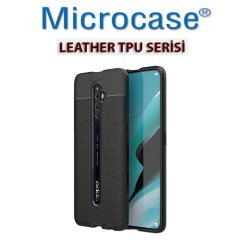 Microcase Oppo Reno 2Z Leather Tpu Silikon Kılıf - Siyah + Tempered Glass Cam Koruma