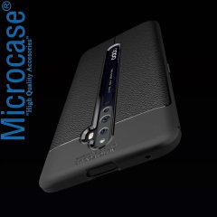 Microcase Oppo Reno 2Z Leather Tpu Silikon Kılıf - Siyah + Tempered Glass Cam Koruma
