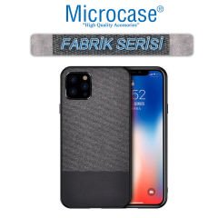 iPhone 12 Pro Fabrik Serisi Kumaş ve Deri Kılıf - Siyah