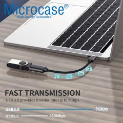 Microcase Type C USB 3.0 OTG Adaptör - Siyah AL2599