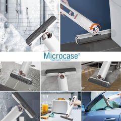 Microcase Taşınabilir 180 Derece Döner Tezgah Pencere Cam Zemin Silme Aparatı Mini Mop  -AL4558