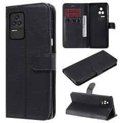 Microcase Xiaomi Redmi K40S Darbeye Dayanıklı Cüzdanlı ve Standlı Kapaklı Deri Kılıf Siyah AL4232