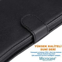 Microcase Xiaomi Redmi K40S Darbeye Dayanıklı Cüzdanlı ve Standlı Kapaklı Deri Kılıf Siyah AL4232