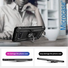 Microcase Samsung Galaxy S10e Anka Serisi Yüzük Standlı Armor Kılıf - Siyah