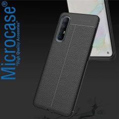 Microcase Oppo Reno 3 Pro Leather Tpu Silikon Kılıf - Siyah