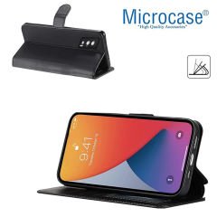 Microcase Xiaomi Redmi Poco F5 Pro / K60 Pro  Darbeye Dayanıklı Cüzdanlı ve Standlı Kapaklı Deri Kılıf Siyah AL4232
