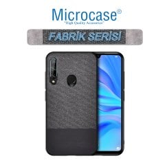 Huawei P40 Lite E / Y7P Fabrik Serisi Kumaş ve Deri Kılıf - Siyah