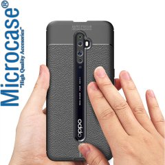 Microcase Oppo Find X2 Leather Tpu Silikon Kılıf - Siyah