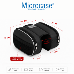 Microcase Bisiklet Orta Kadro için Reflektörlü 2 Gözlü 2 Yan Cepli Cırt Cırtlı Geniş Hacim Bisiklet Çantası AL5573