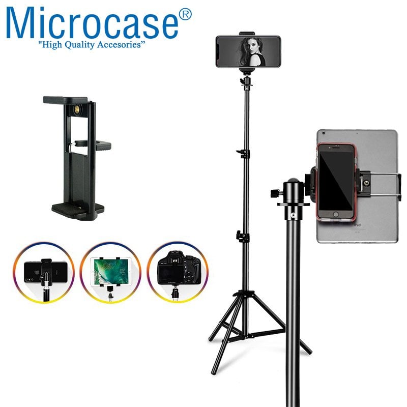 Microcase 3 Ayak Sabitleyici Alüminyum Cep Telefonu Tablet Kamera DSLR Tripodu 201 cm - AL2507