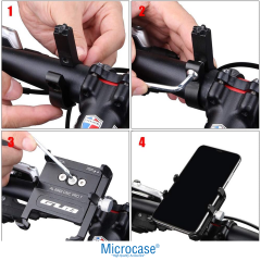 Microcase GUB Pro 7 Alüminyum Alaşım Bisiklet Motosiklet Telefon Tutucu - 55-100mm Ayarlanabilir Gidon Telefon Sabitleyici - AL5774