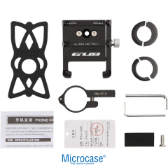 Microcase GUB Pro 7 Alüminyum Alaşım Bisiklet Motosiklet Telefon Tutucu - 55-100mm Ayarlanabilir Gidon Telefon Sabitleyici - AL5774