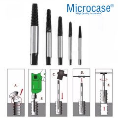 Microcase   5 Parça  Çelik Hasarlı Kırık Civata Sökücü Ters Kılavuz Seti-AL4448