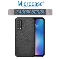 Huawei P Smart 2021 Fabrik Serisi Kumaş ve Deri Kılıf - Siyah