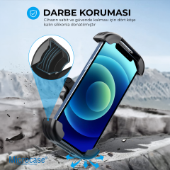Micorcase HL-152D Motosiklet Scooter Telefon Tutucu - Titreşim ve Darbe Korumalı Dikiz Ayna Bağlantılı Güvenlik Kilitli Kurye Telefon Standı - AL5742
