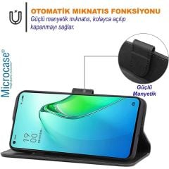 Microcase Samsung S24 Darbeye Dayanıklı Cüzdanlı ve Standlı Kapaklı Deri Kılıf Siyah AL4232