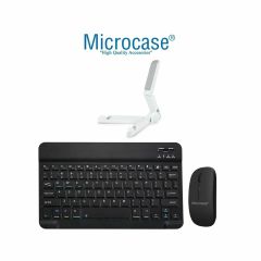Microcase Apple iPad Mini 2024 8.3 inch için Bluetooth Klavye (TR Sticker) + Bluetooth Mouse + Tablet Standı - AL2765