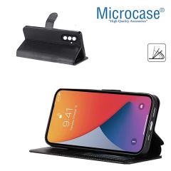 Microcase Samsung S24 Plus Darbeye Dayanıklı Cüzdanlı ve Standlı Kapaklı Deri Kılıf Siyah AL4232