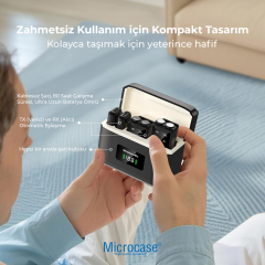 Microcase SX22 Kablosuz Yaka Mikrofonu - 80 Saat Şarjlı, Gürültü Engelleme, 50m Mesafe, Type-C ve iPhone Uyumlu Profesyonel Çiftli Mikrofon Seti - AL5796